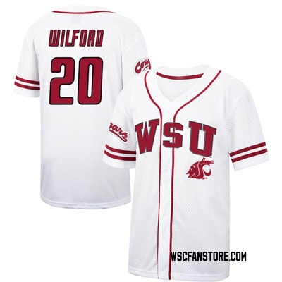 Men's Connor Wilford Washington State Cougars Replica Colosseum /Crimson Free Spirited Baseball Jersey - White