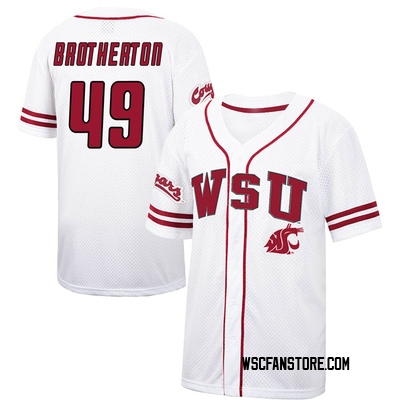 Men's Duke Brotherton Washington State Cougars Replica Colosseum /Crimson Free Spirited Baseball Jersey - White