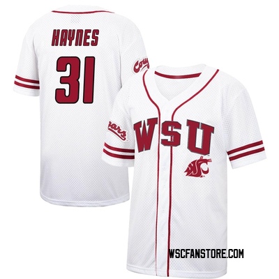 Men's Kevin Haynes Washington State Cougars Replica Colosseum /Crimson Free Spirited Baseball Jersey - White