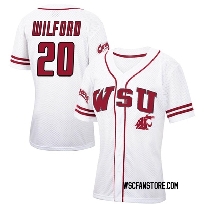 Women's Connor Wilford Washington State Cougars Replica Colosseum /Crimson Free Spirited Baseball Jersey - White
